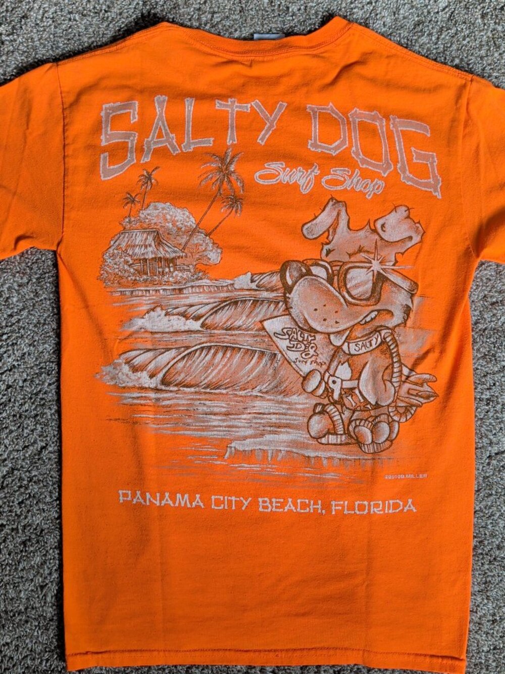 Salty Dog Surf Shop Panama City Beach, Florida Orange Sz. Small Short Sleeve Tee